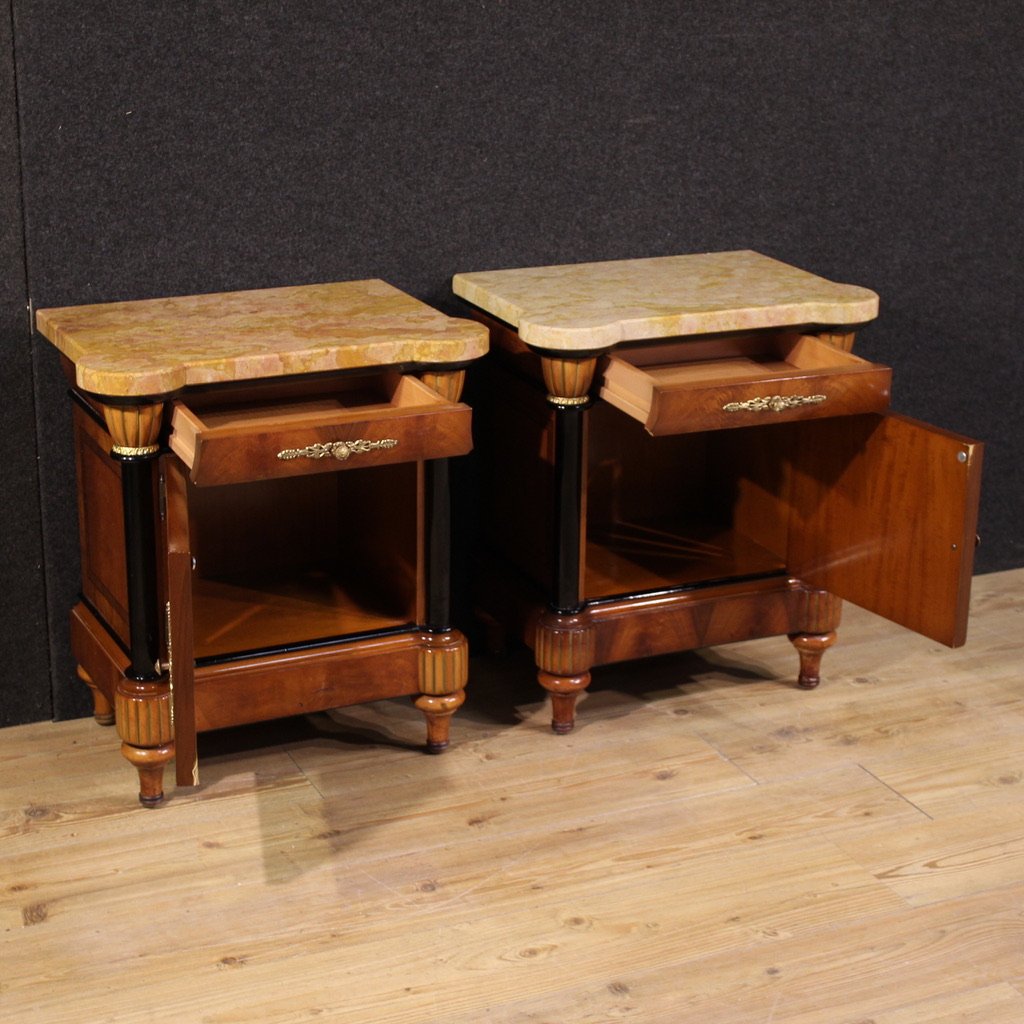 Pair Of 20th-century Italian Bedside Tables With Marble Top-photo-5
