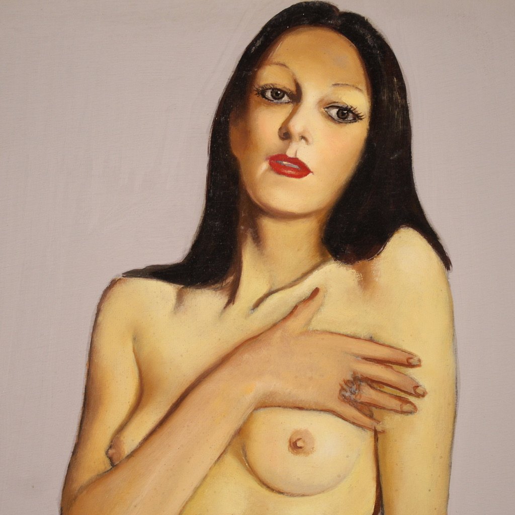 Peinture de nu féminin signée par Vellani Marchi datée de 1970-photo-5