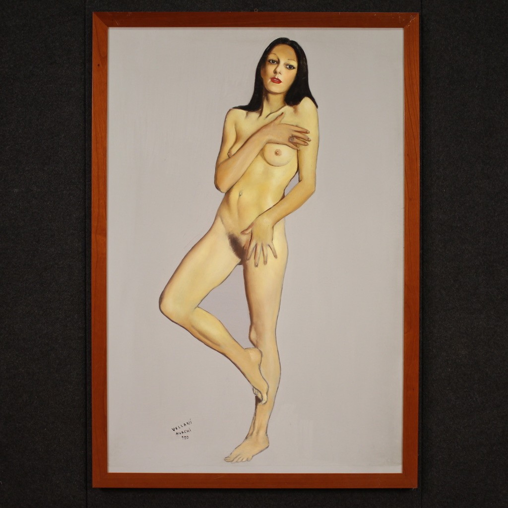 Peinture de nu féminin signée par Vellani Marchi datée de 1970