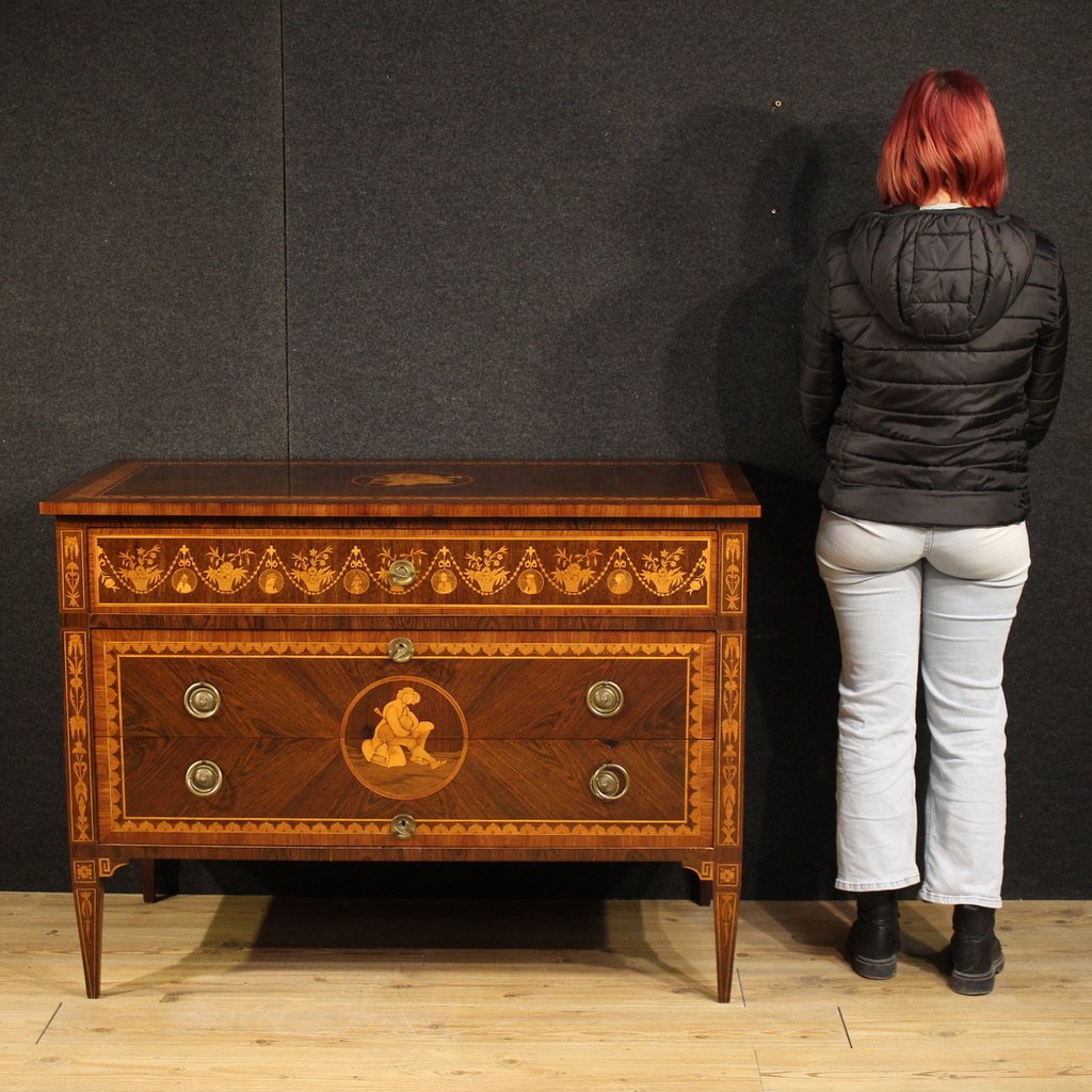 20th Century Italian Louis XVI Style Inlaid Dresser-photo-2