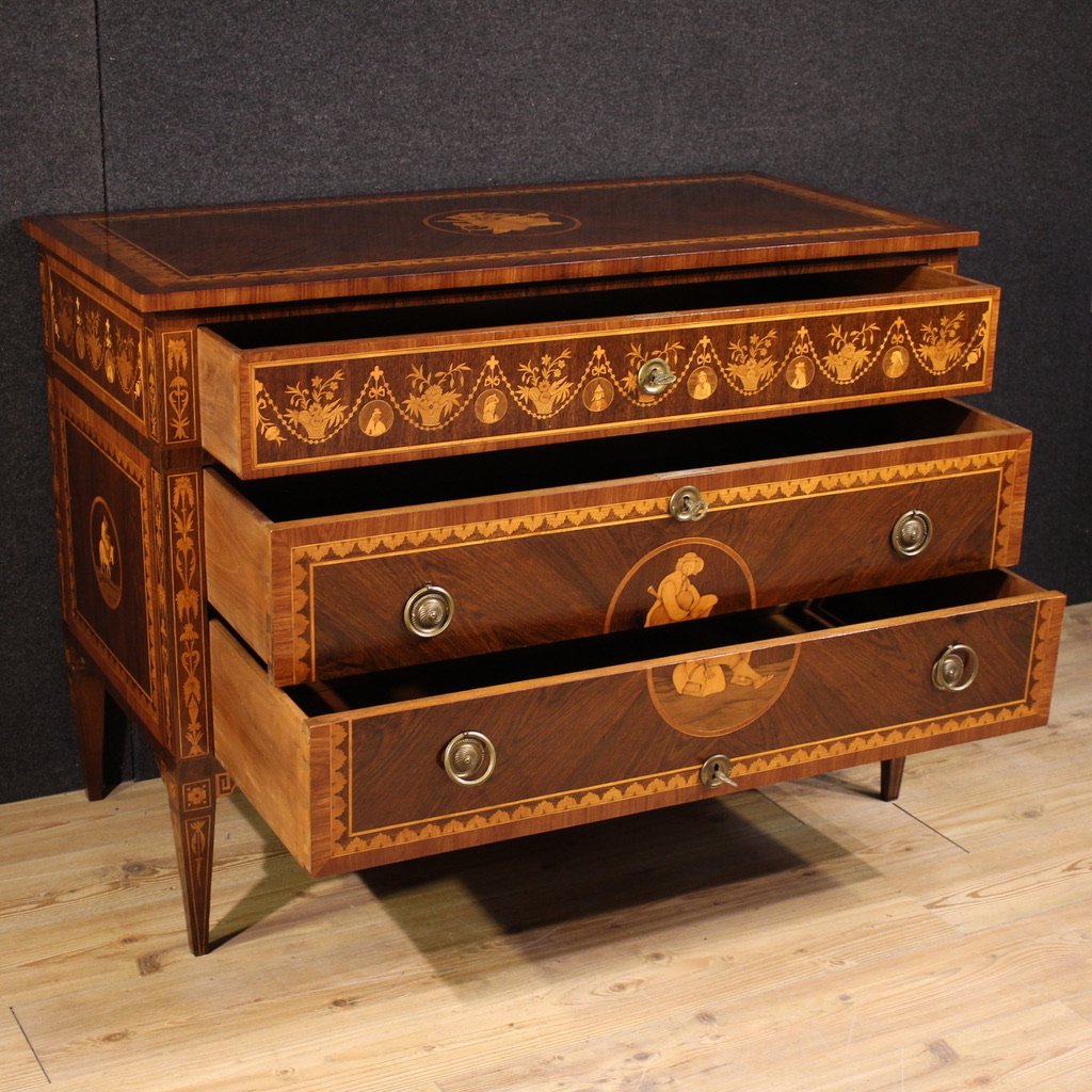 20th Century Italian Louis XVI Style Inlaid Dresser-photo-3