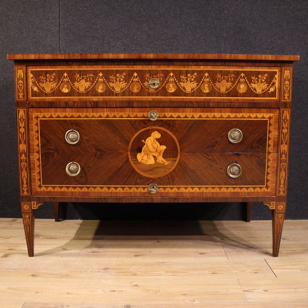 20th Century Italian Louis XVI Style Inlaid Dresser-photo-4