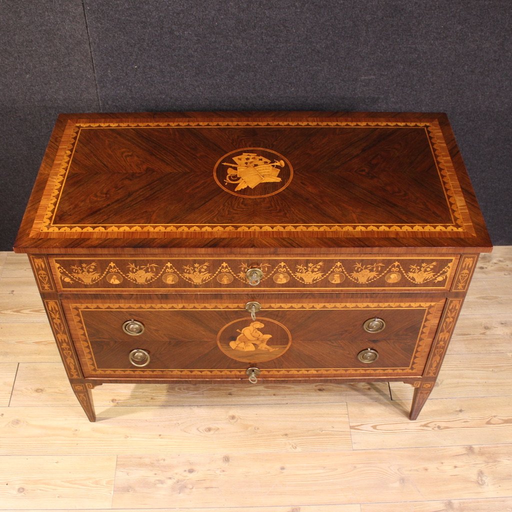 20th Century Italian Louis XVI Style Inlaid Dresser-photo-4