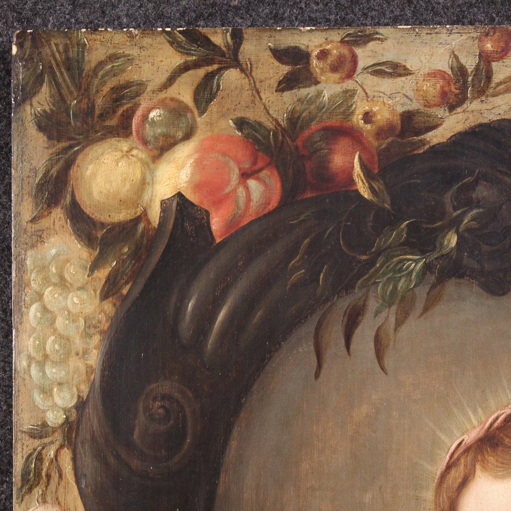 Tableau flamand la Vierge à l'Enfant du 17ème siècle-photo-3