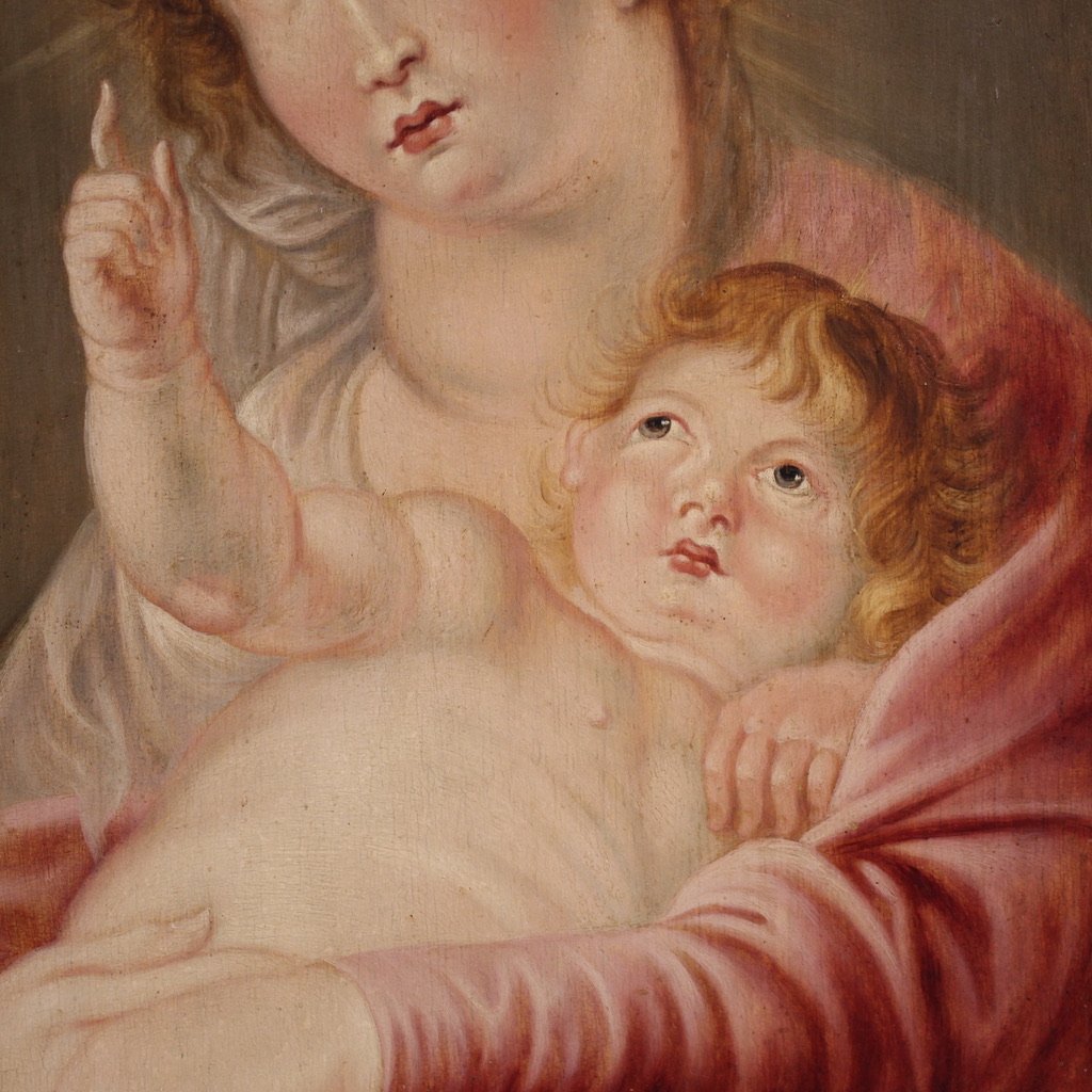 Tableau flamand la Vierge à l'Enfant du 17ème siècle-photo-2