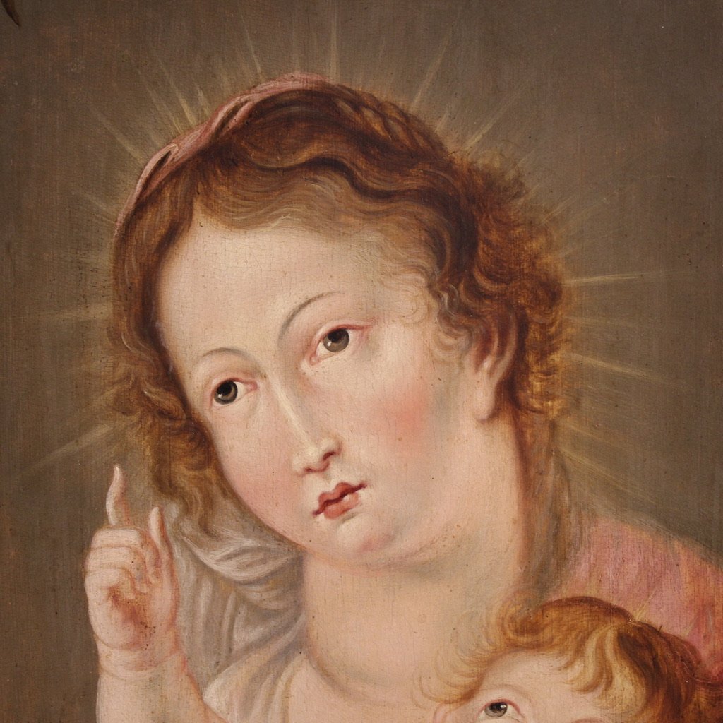 Tableau flamand la Vierge à l'Enfant du 17ème siècle-photo-4