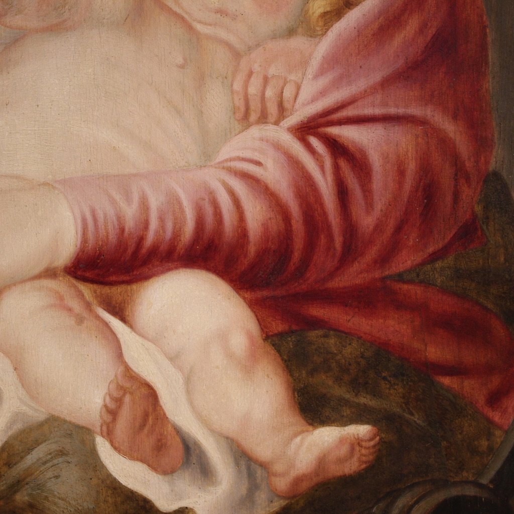 Tableau flamand la Vierge à l'Enfant du 17ème siècle-photo-7