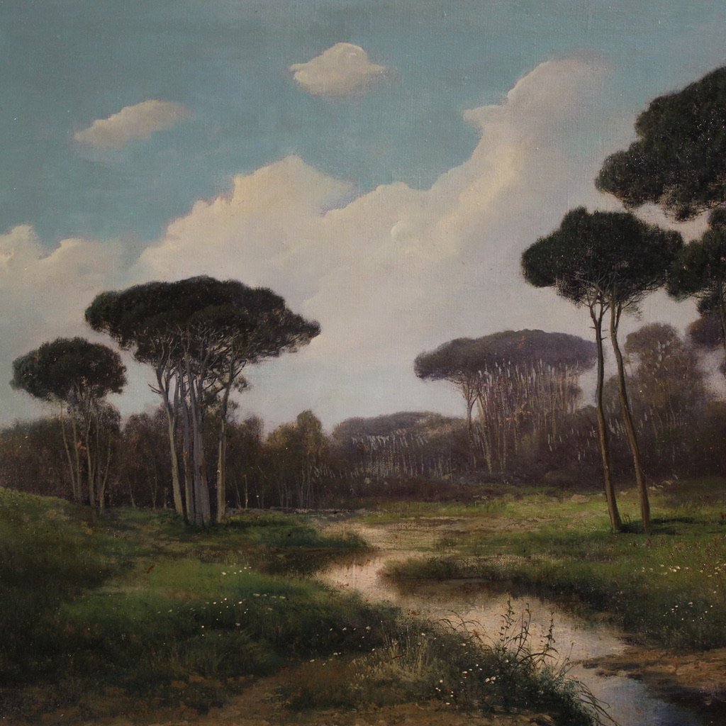 Peinture italienne de paysage du 19ème siècle-photo-3