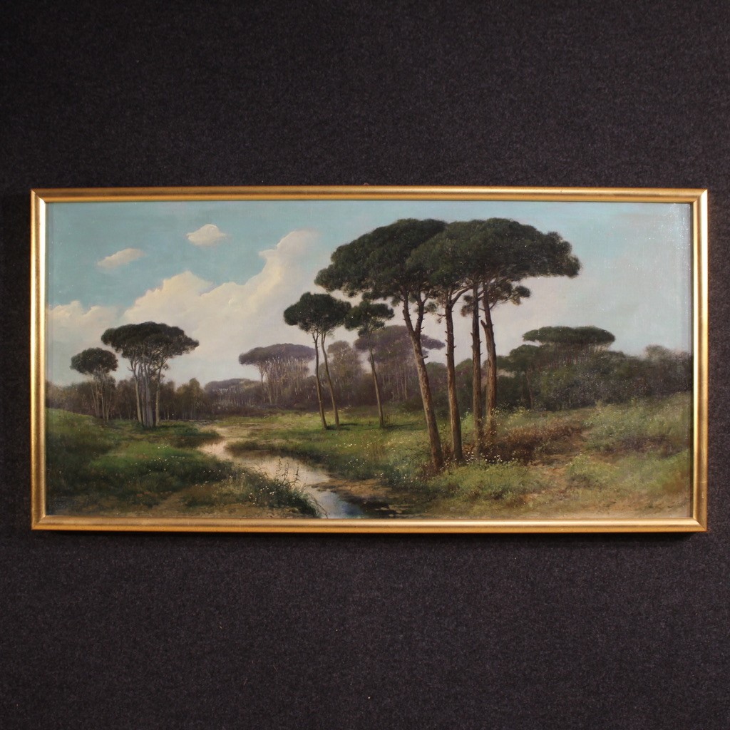 Peinture italienne de paysage du 19ème siècle