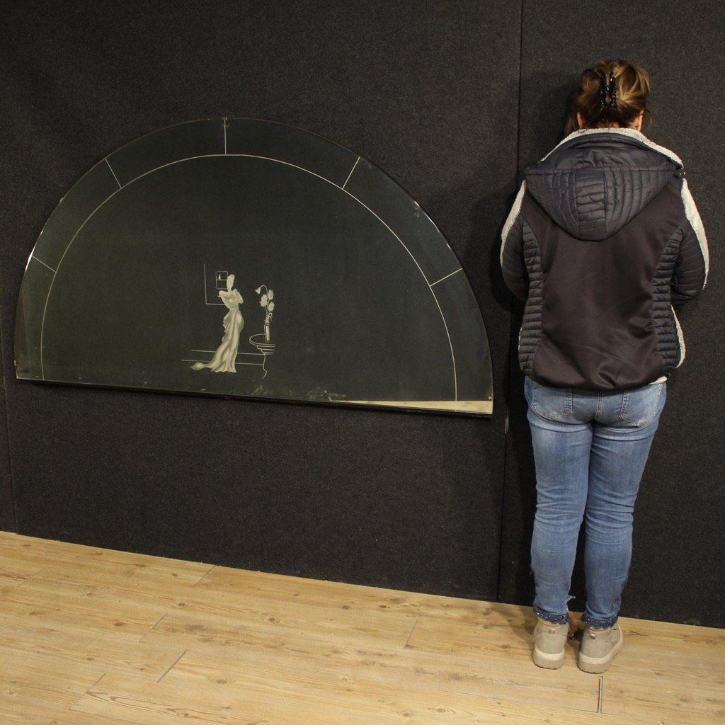 Miroir demi-lune italien du 20ème siècle-photo-2