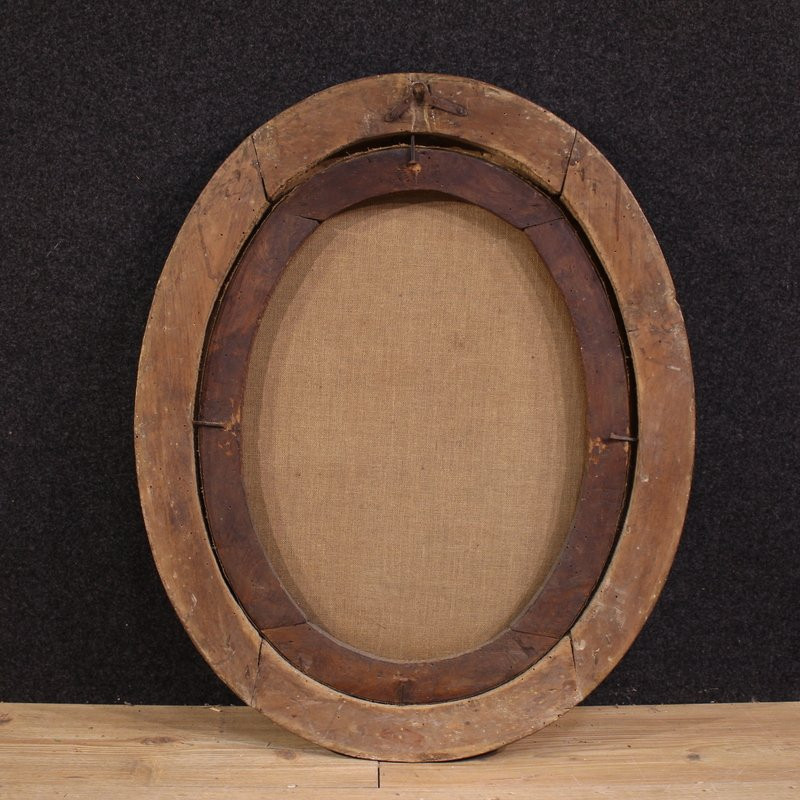 Ancien tableau ovale de Sainte Catherine de Gênes du 17ème siècle-photo-5