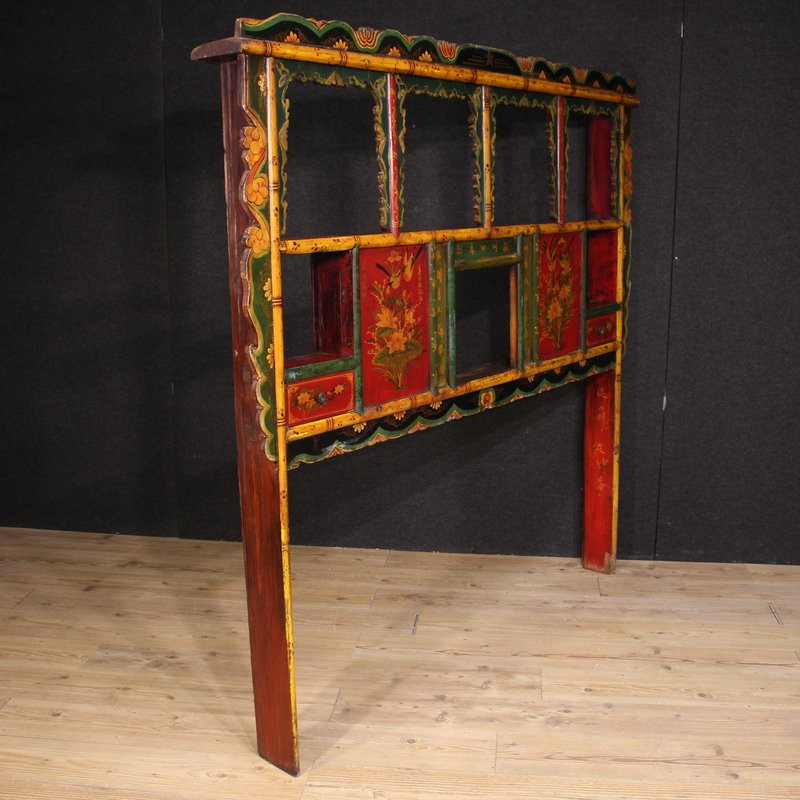 Tête de lit chinoise laquée et peinte du 20ème siècle-photo-4