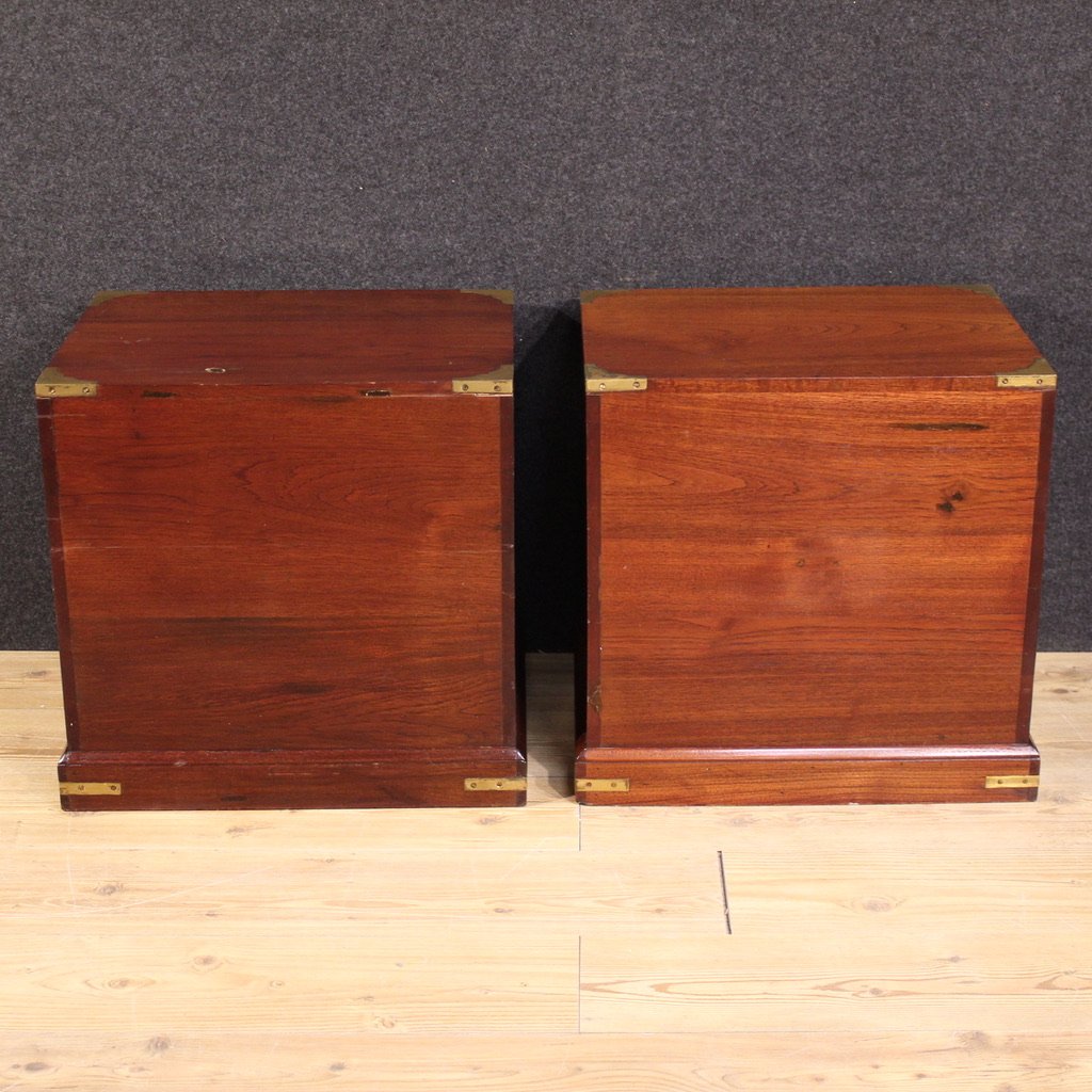 Pair Of English Naval-style Bedside Tables From The 20th Century-photo-1