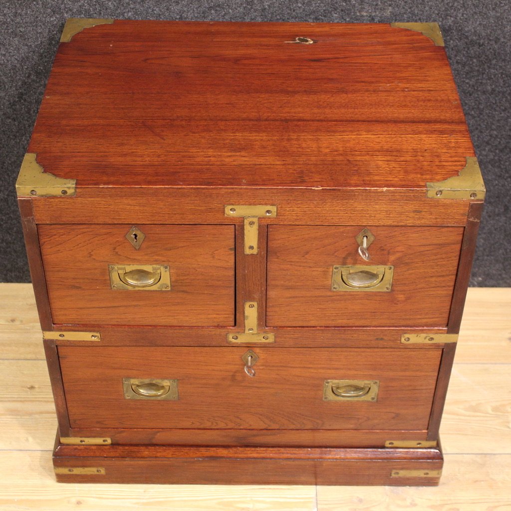 Pair Of English Naval-style Bedside Tables From The 20th Century-photo-2