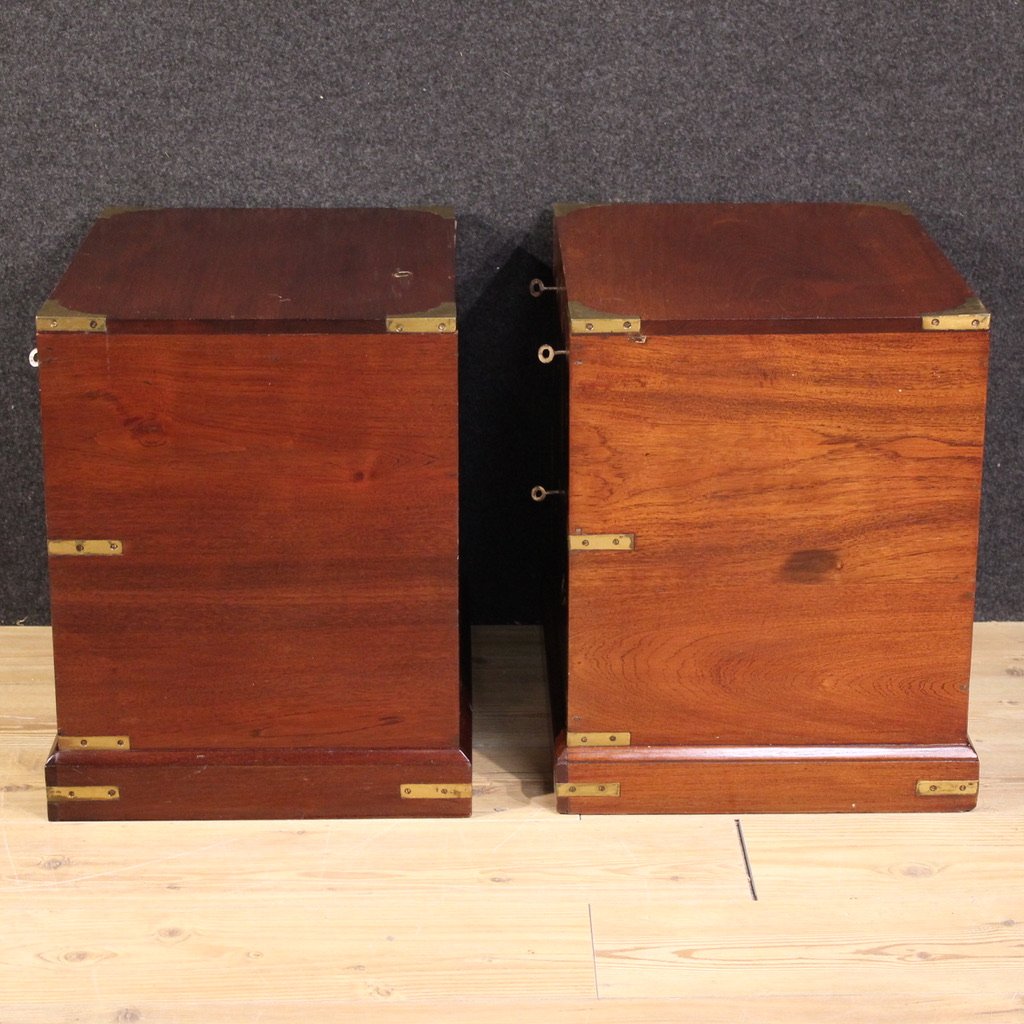 Pair Of English Naval-style Bedside Tables From The 20th Century-photo-4