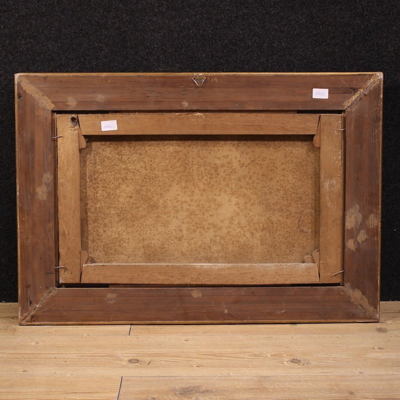 Peinture italienne signée de paysage bucolique du 19ème siècle-photo-3