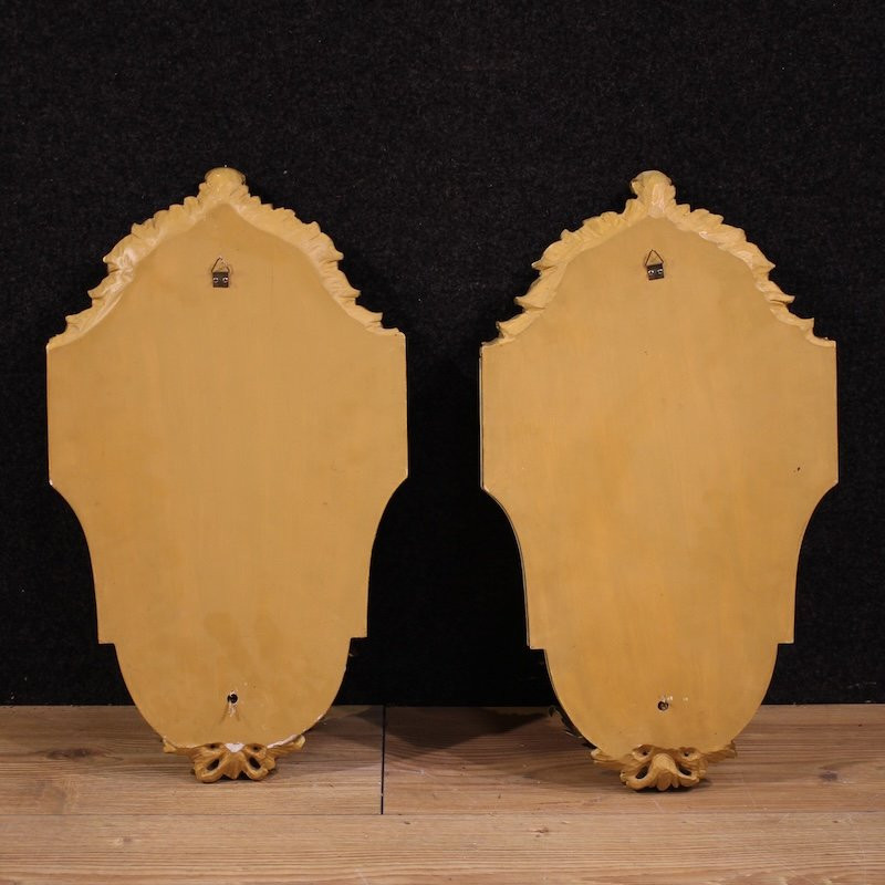 Pair Of Lacquered And Gilded Italian Louis XVI Style Wall Lamps-photo-3