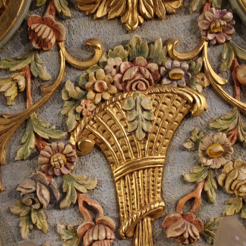 Pair Of Lacquered And Gilded Italian Louis XVI Style Wall Lamps-photo-5