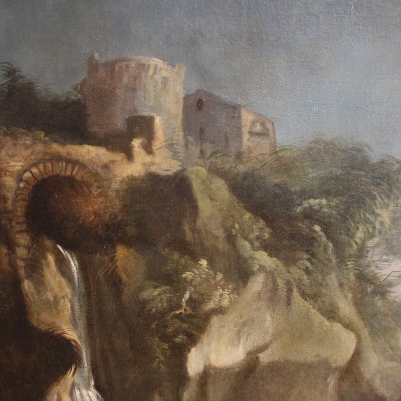 Great 18th Century Italian Painting, Landscape With Pastoral Scene And Figures-photo-7