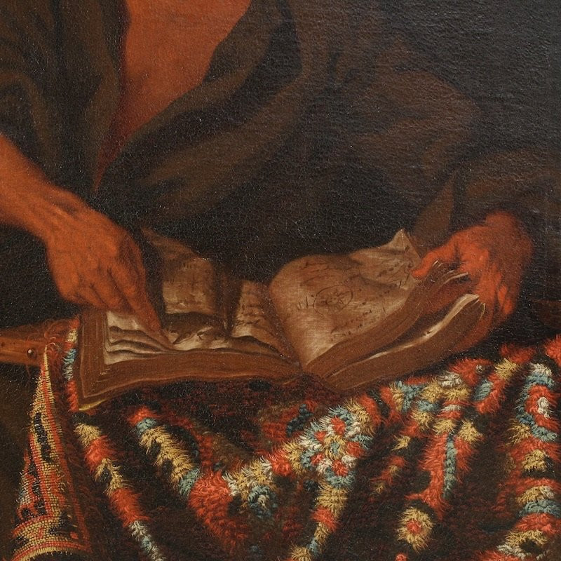 Great 17th Century Italian Painting, Philosopher In His Study-photo-5