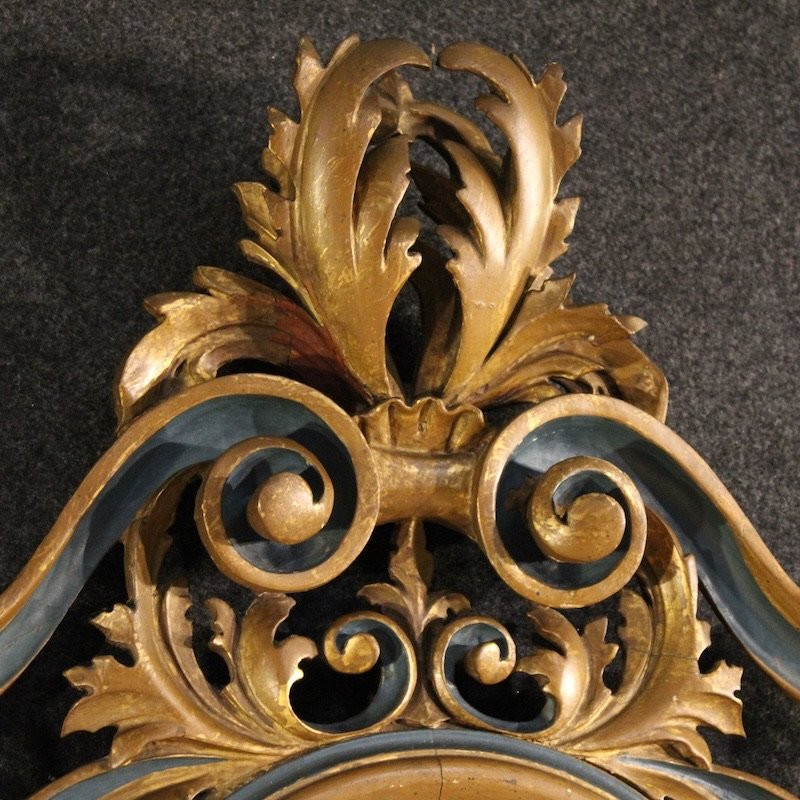 Miroir italien laqué et doré de style Louis XV du 20ème siècle-photo-2
