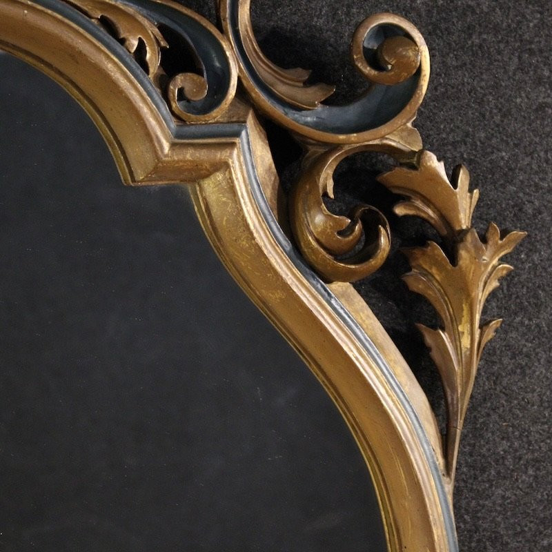 Miroir italien laqué et doré de style Louis XV du 20ème siècle-photo-3
