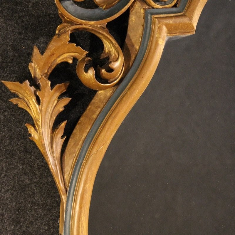 Miroir italien laqué et doré de style Louis XV du 20ème siècle-photo-4