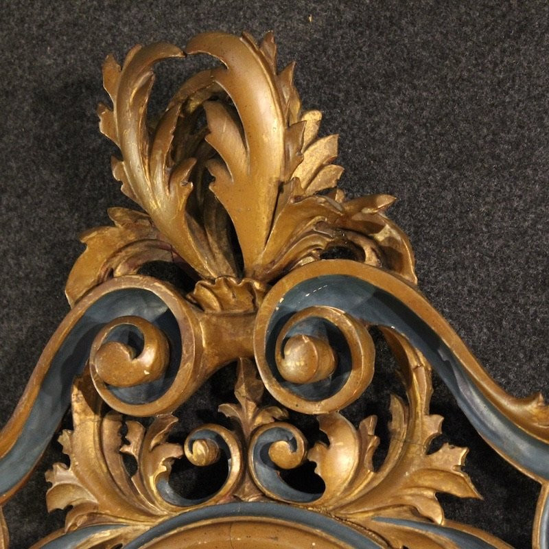 Miroir italien laqué et doré de style Louis XV du 20ème siècle-photo-5