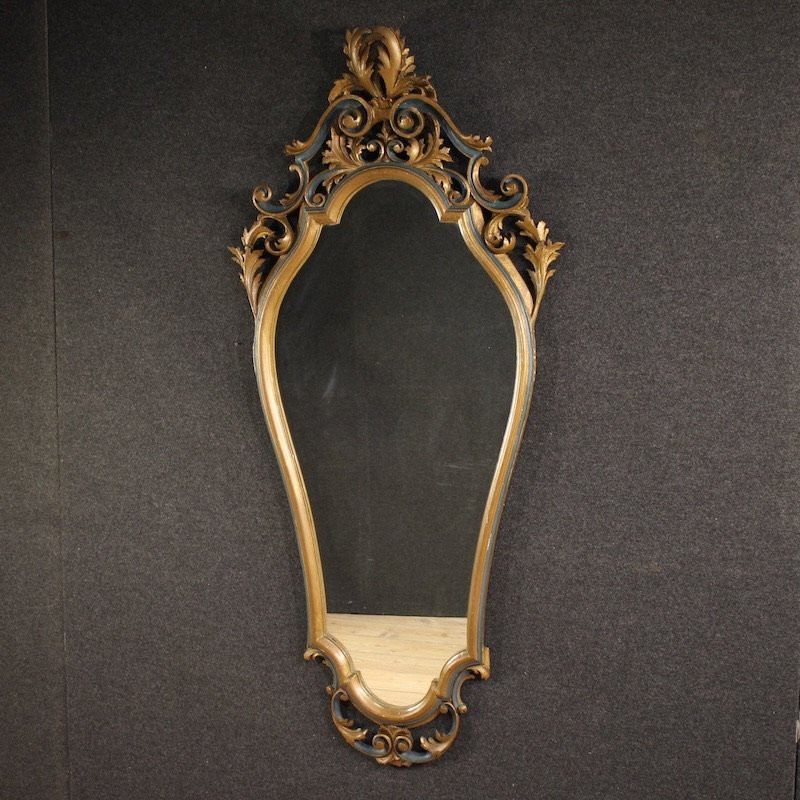 Miroir italien laqué et doré de style Louis XV du 20ème siècle-photo-7