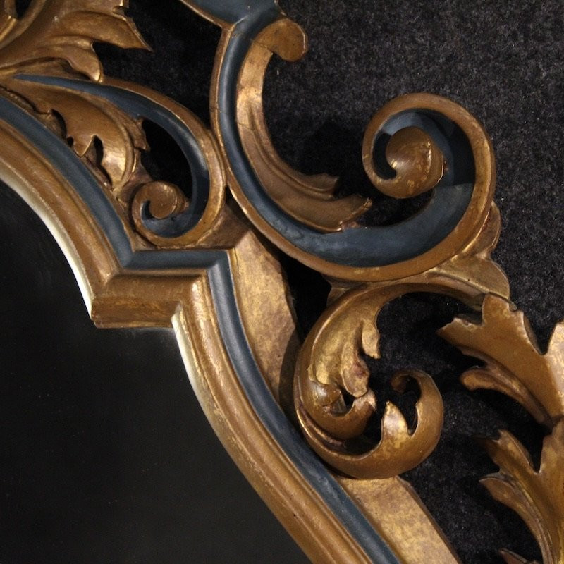 Miroir italien laqué et doré de style Louis XV du 20ème siècle-photo-8