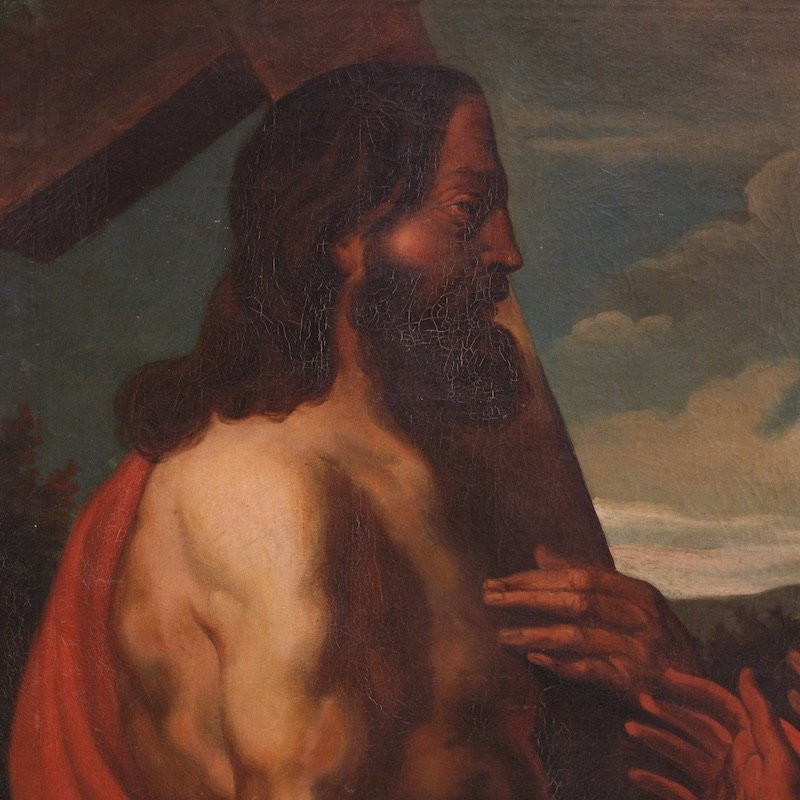 Grand tableau flamand du 19ème siècle, Le Christ pardonnant aux pécheurs repentants-photo-1