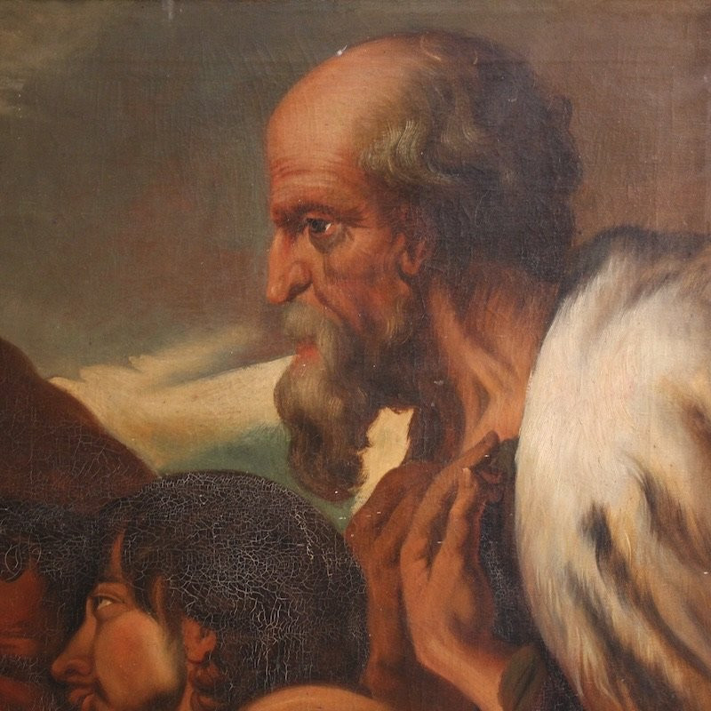 Grand tableau flamand du 19ème siècle, Le Christ pardonnant aux pécheurs repentants-photo-3