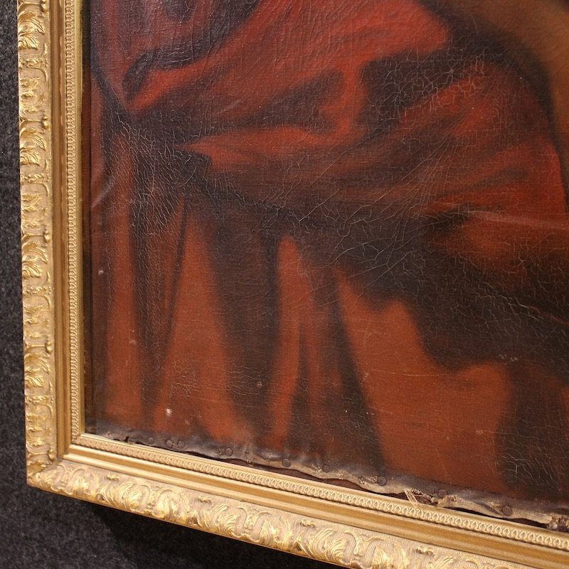 Grand tableau flamand du 19ème siècle, Le Christ pardonnant aux pécheurs repentants-photo-5