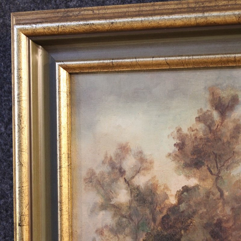 20th Century Flemish Bucolic Landscape Painting-photo-3