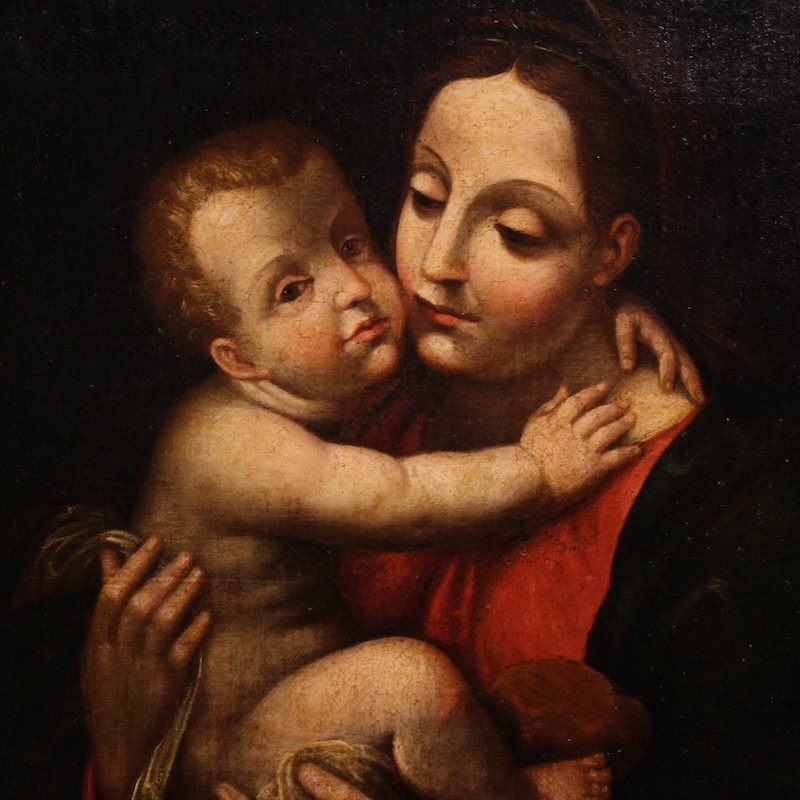 Antique Religious Painting Madonna And Child From The 18th Century-photo-4