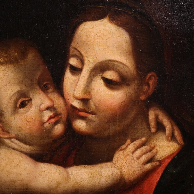 Antique Religious Painting Madonna And Child From The 18th Century-photo-6