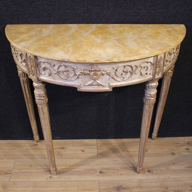 Console italienne laquée de style Louis XVI du 20ème siècle-photo-2