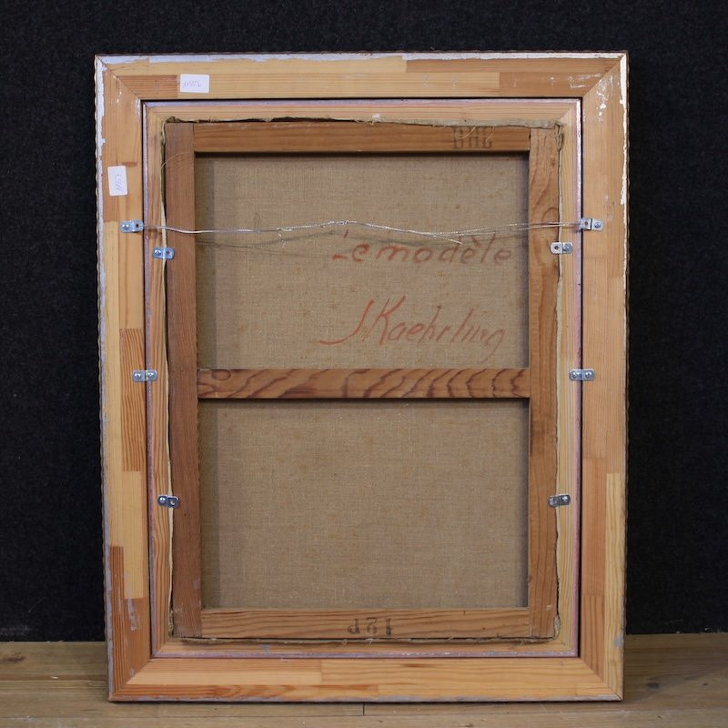 20th Century French Signed Female Nude Painting-photo-3