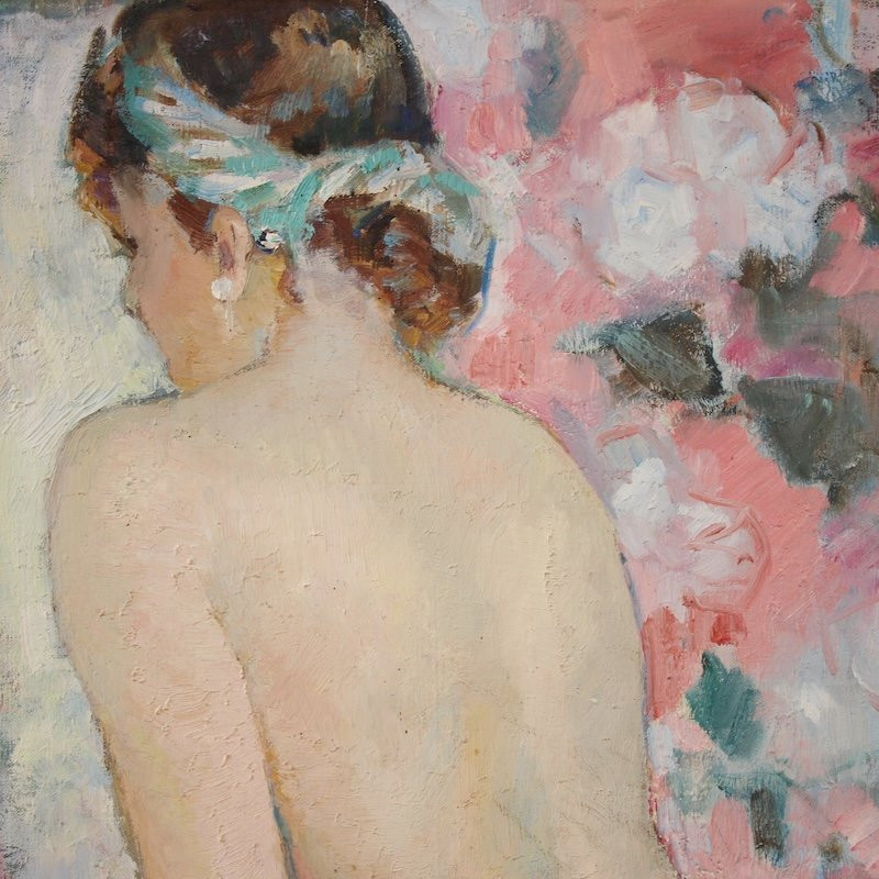 20th Century French Signed Female Nude Painting-photo-5