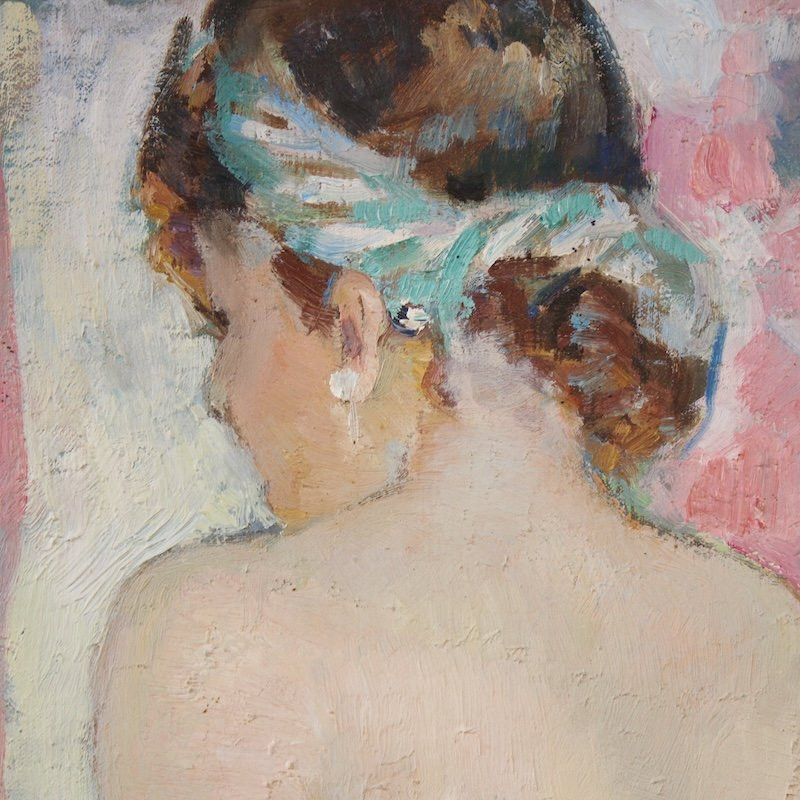 20th Century French Signed Female Nude Painting-photo-6