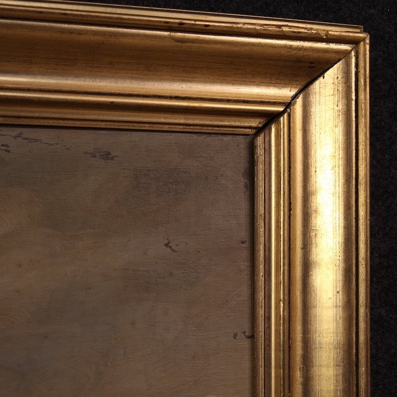 Peinture flamande marine avec bateaux et personnages du 20ème siècle-photo-5