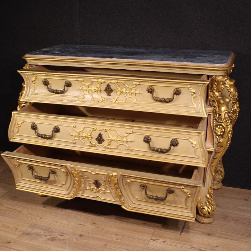 Commode italienne laquée et dorée du 20ème siècle-photo-1