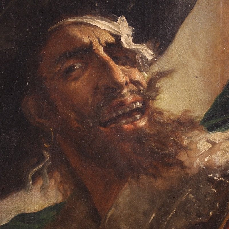 Peinture espagnole portrait d'un pirate daté 1895-photo-1