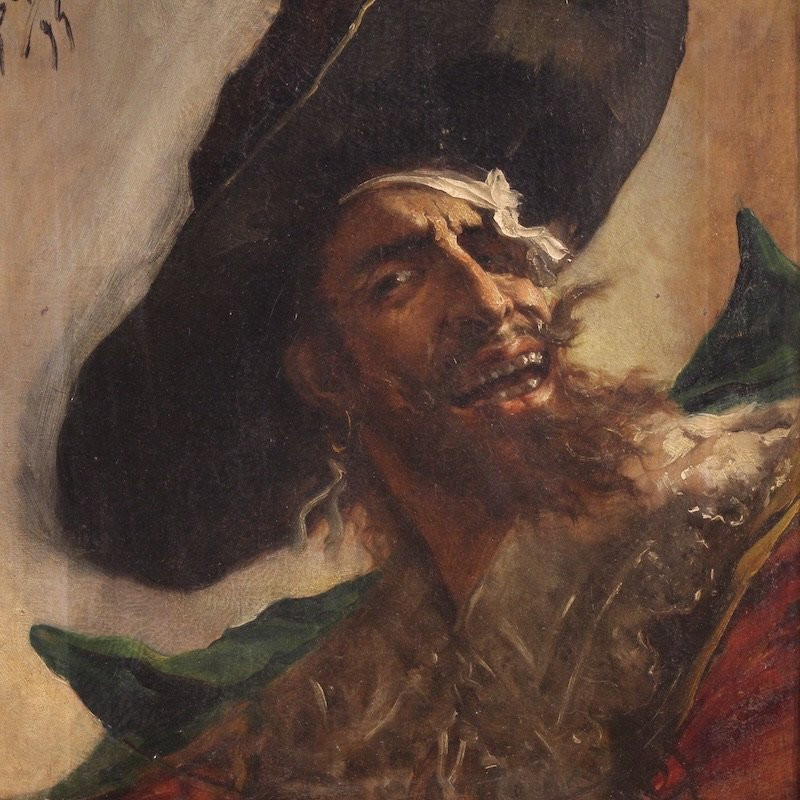Peinture espagnole portrait d'un pirate daté 1895-photo-6