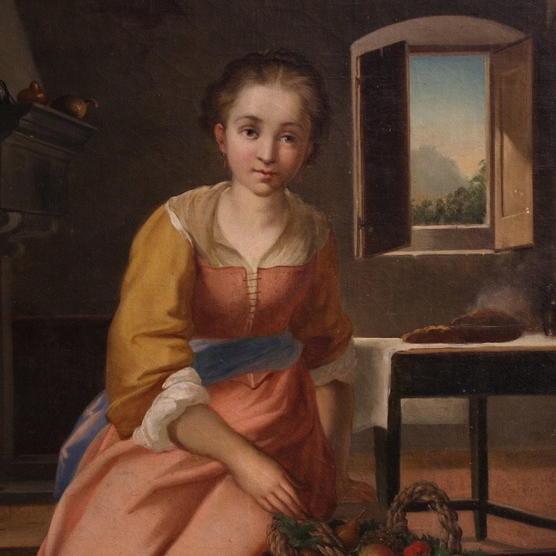 19th Century Interior Scene Italian Painting-photo-1