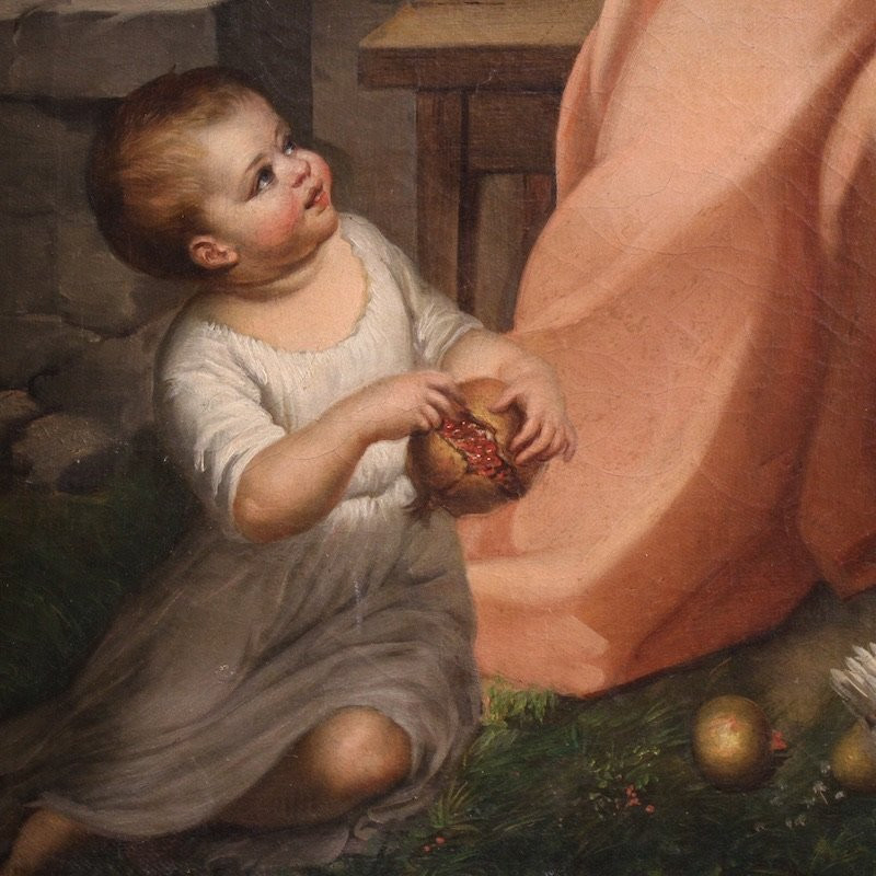 19th Century Interior Scene Italian Painting-photo-2