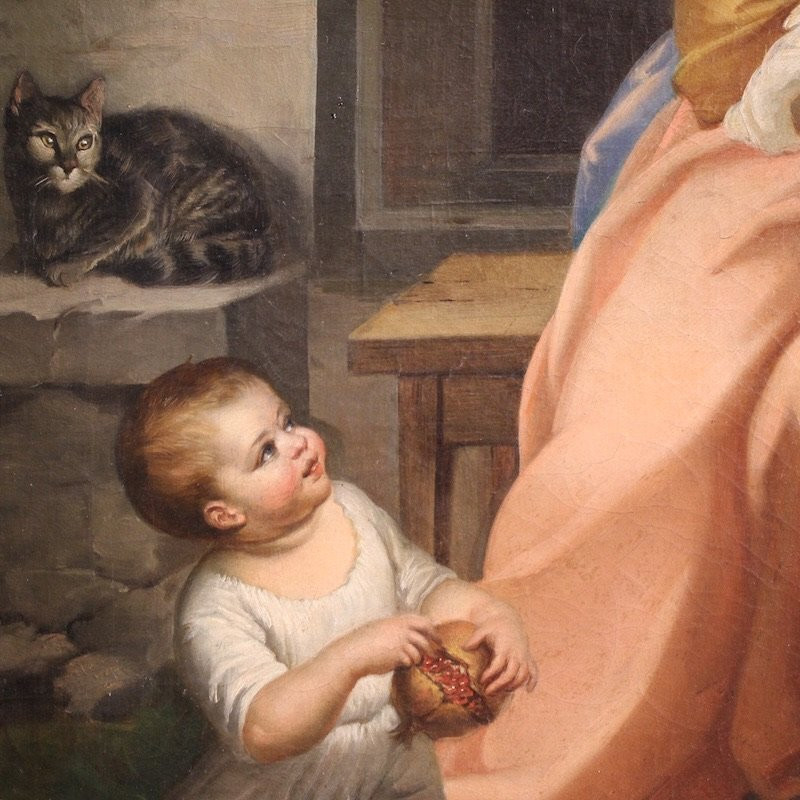 19th Century Interior Scene Italian Painting-photo-3