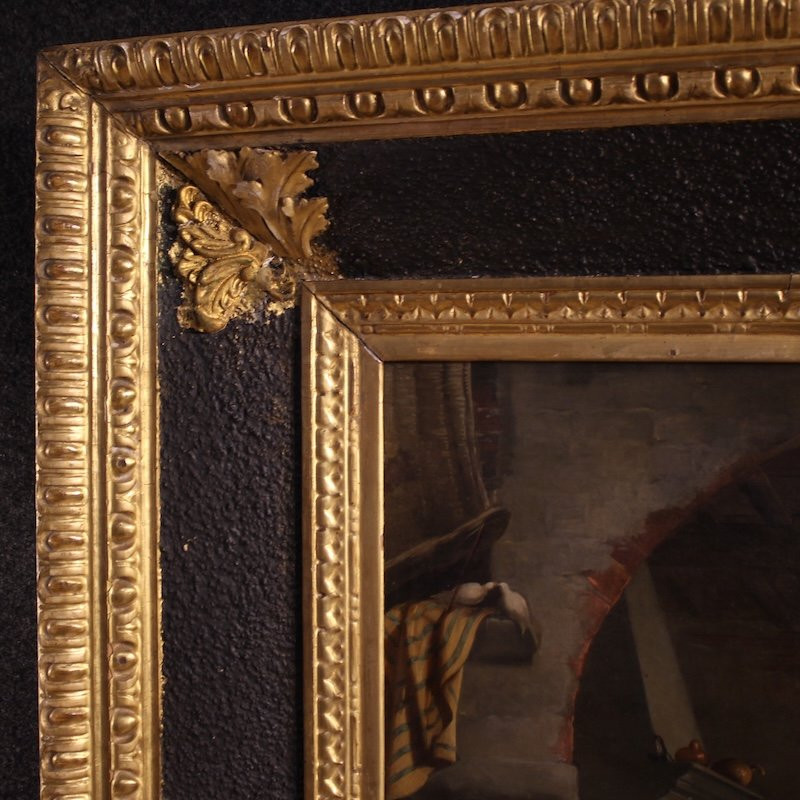 19th Century Interior Scene Italian Painting-photo-4