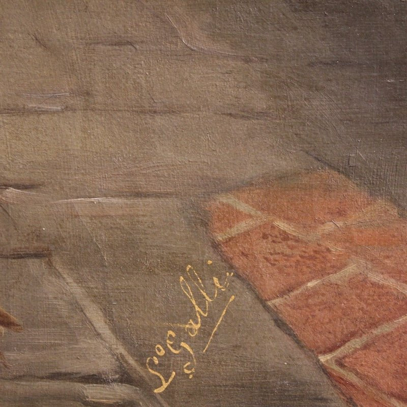 19th Century Interior Scene Italian Painting-photo-5