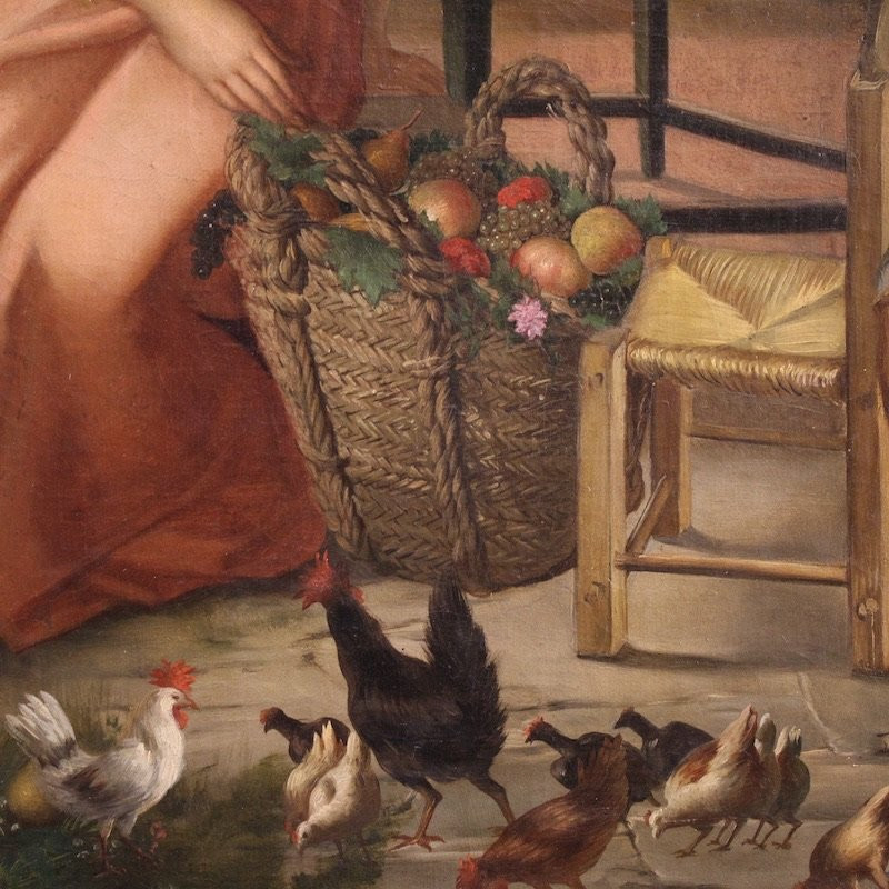 19th Century Interior Scene Italian Painting-photo-7